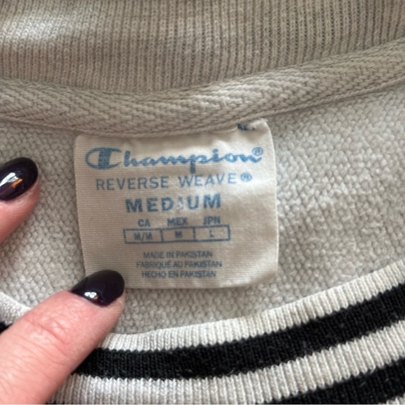 Miami University heather gray blue stripe long sleeve oversized Sweater cotton M - Picture 2 of 4